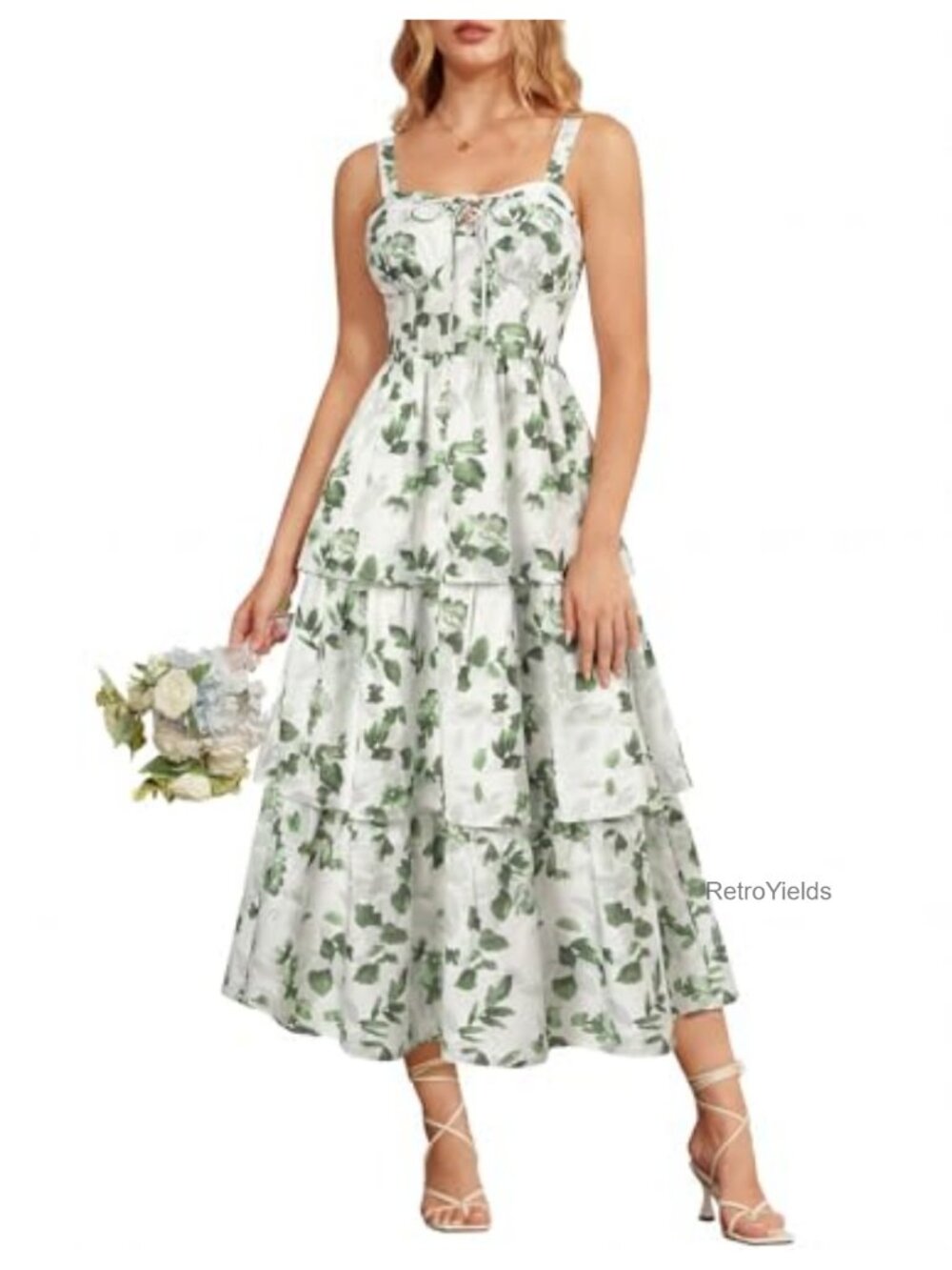 Floral Corset Dress Tiered Maxi Lace Up Wedding Guest Summer